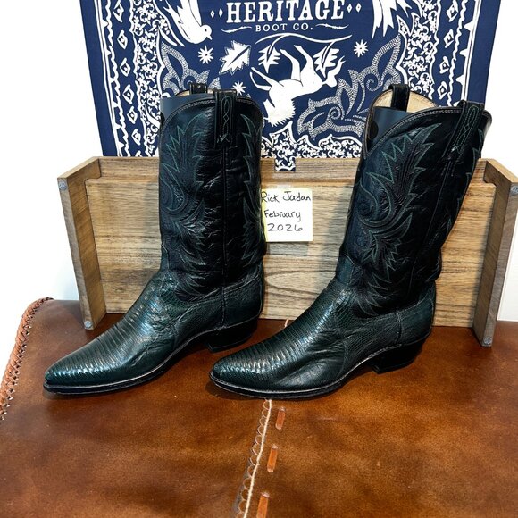 Dan Post Emerald/Forrest Green Genuine Lizard Cowboy Boots in Men\'s size 11D main image 4